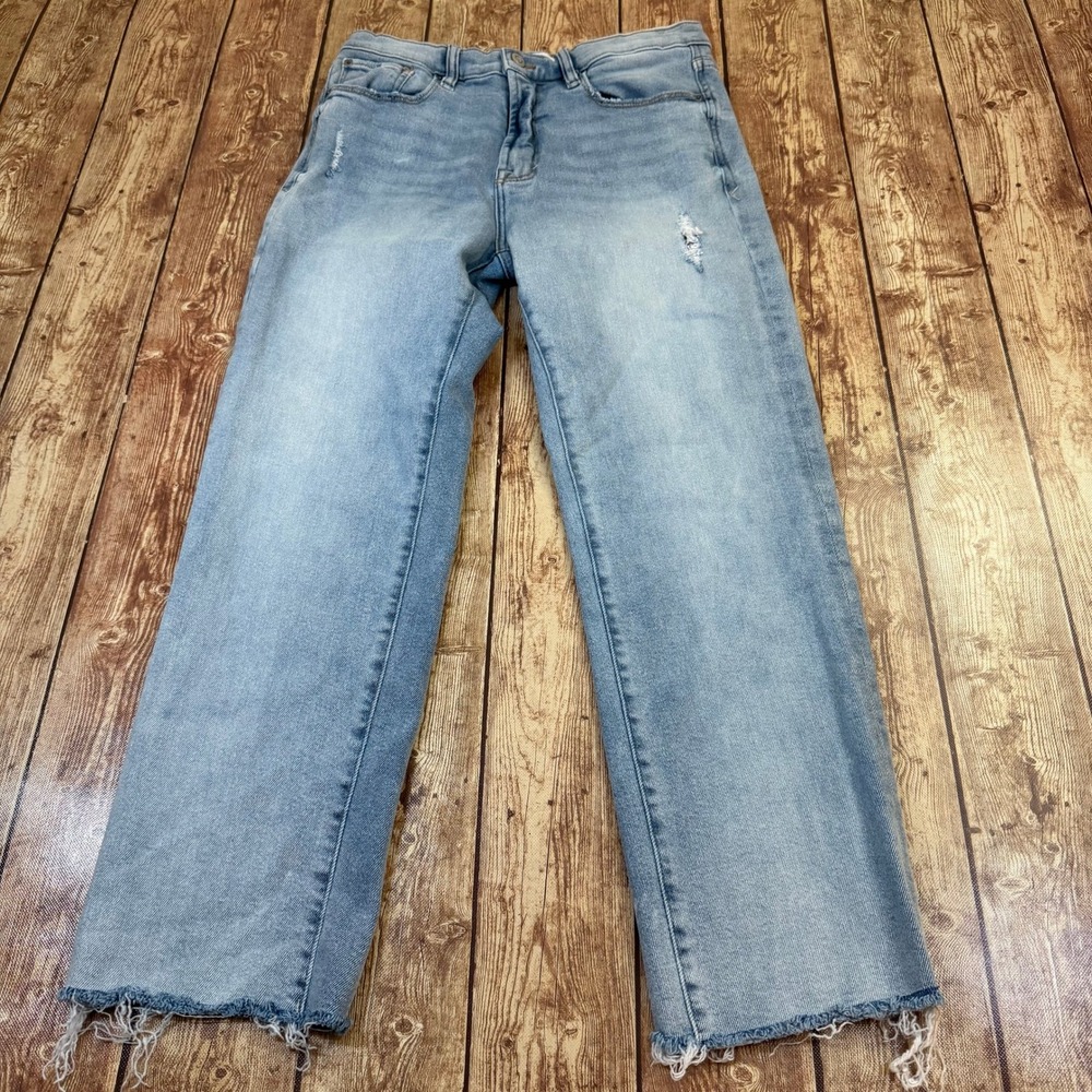 Kensie The Slim Jeans Womens Size 8 / 29 Light Blue Distressed Raw Hem